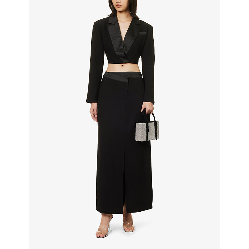 Shop 4th & Reckless Women's Black Balva High-rise Stretch-woven Midi Skirt