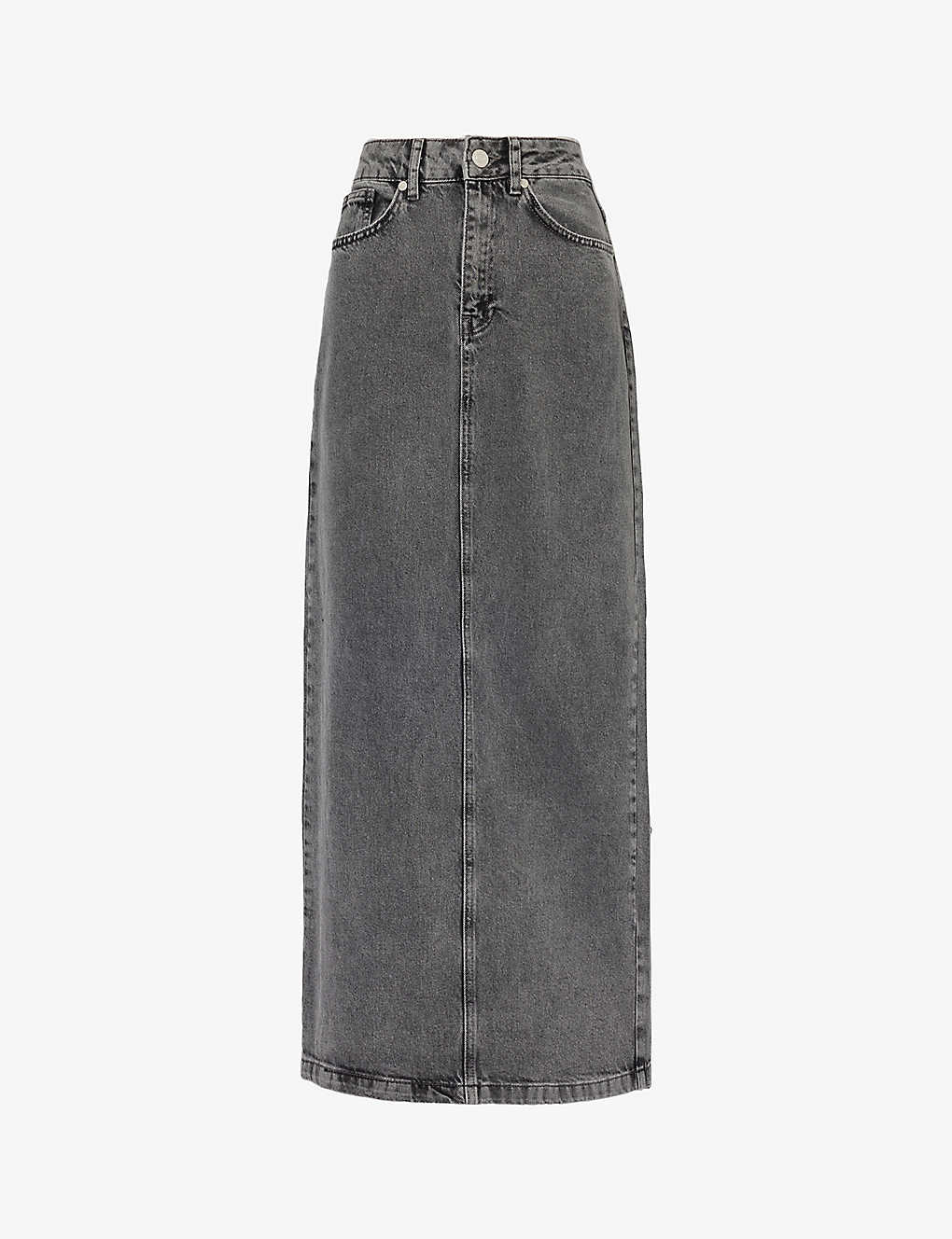 4th & Reckless Maxine High-rise Denim Maxi Skirt In Overdye Black