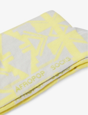 Shop Afropop Socks Mens Shaka Graphic-print Knitted Stretch-cotton Blend Socks