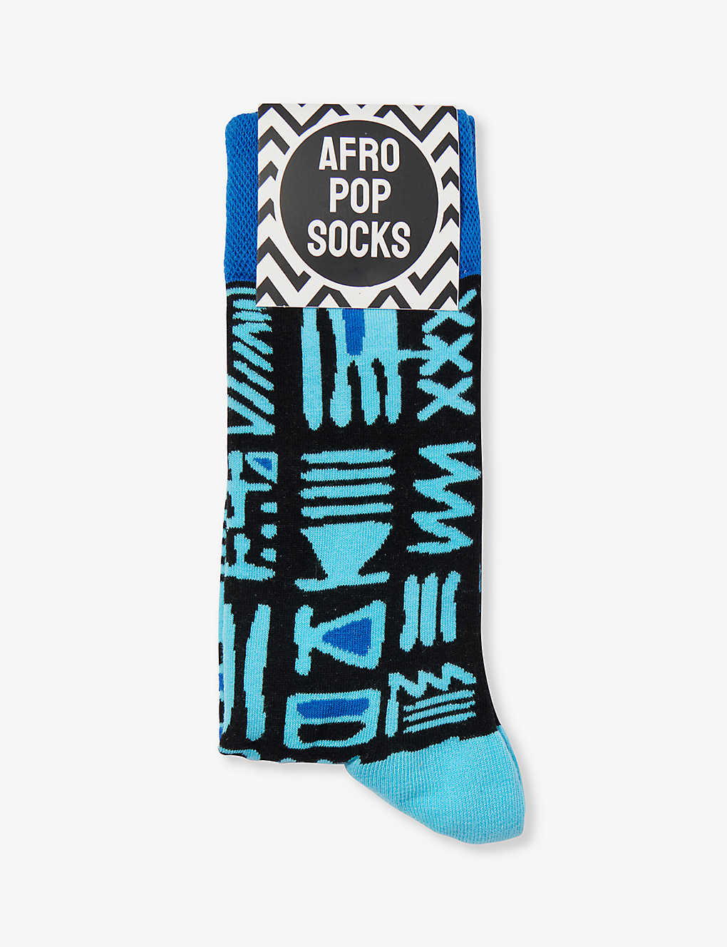 Afropop Socks Mens Tribal Blue Graphic-print Knitted Stretch-cotton Blend Socks