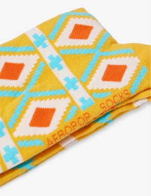 Shop Afropop Socks Men's Nomad Graphic-print Knitted Stretch-cotton Blend Socks