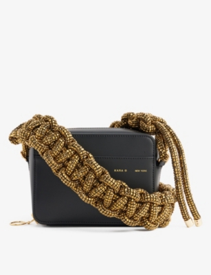 KARA: Cobra crystal-embellished leather shoulder bag