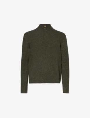 BARBOUR: Tisbury half-zip relaxed-fit wool-blend jumper