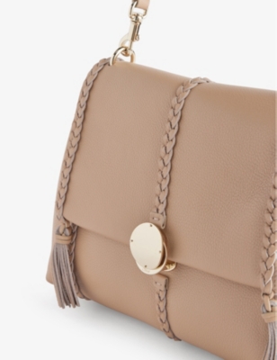 Shop Chloé Penelope Medium Leather Shoulder Bag In Nomad Beige