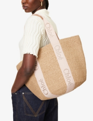Chloé Chloe Womens Blushy Beige Woody Large Paper Tote Bag In Blushy Beige