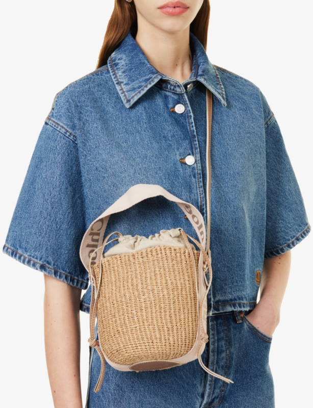 Woody small paper bucket bag