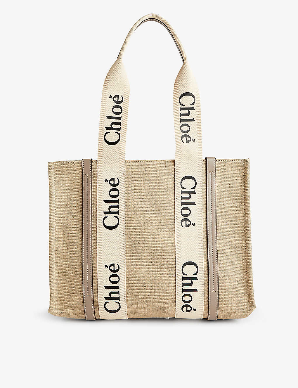 Chloé Chloe Women's Musk Grey Woody Medium Linen Tote Bag`