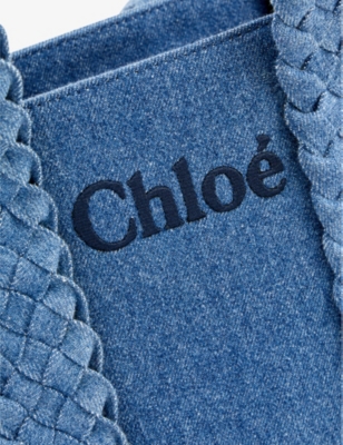 Shop Chloé Chloe Womens Denim Woody Denim Tote Bag
