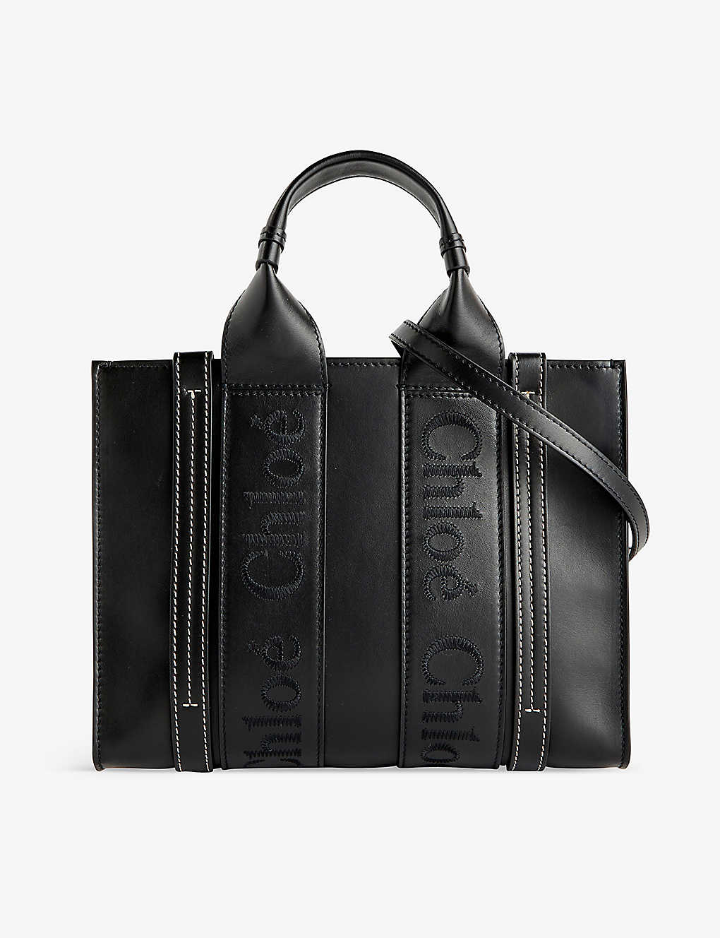 Chloé Woody Small Leather Tote Bag In Black