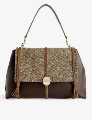Chloé Chloe Womens Multicolor Yellow 1 Penelope Large Tweed-panel Leather Shoulder Bag In Multicolor Yellow 1