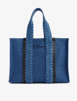 CHLOE Woody large denim tote bag Selfridges