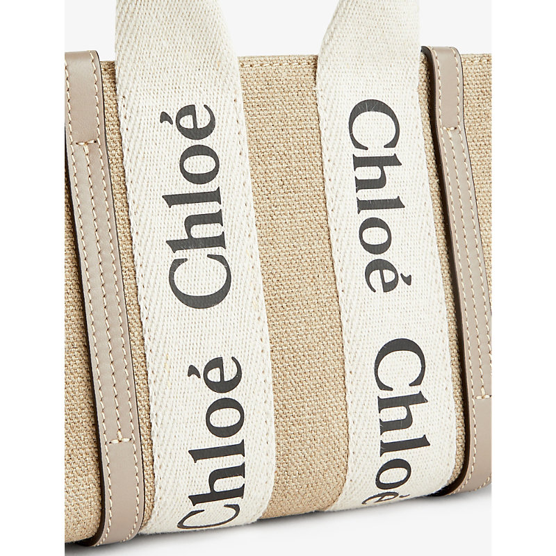 Shop Chloé Chloe Womens Musk Grey Woody Mini Linen Tote Bag