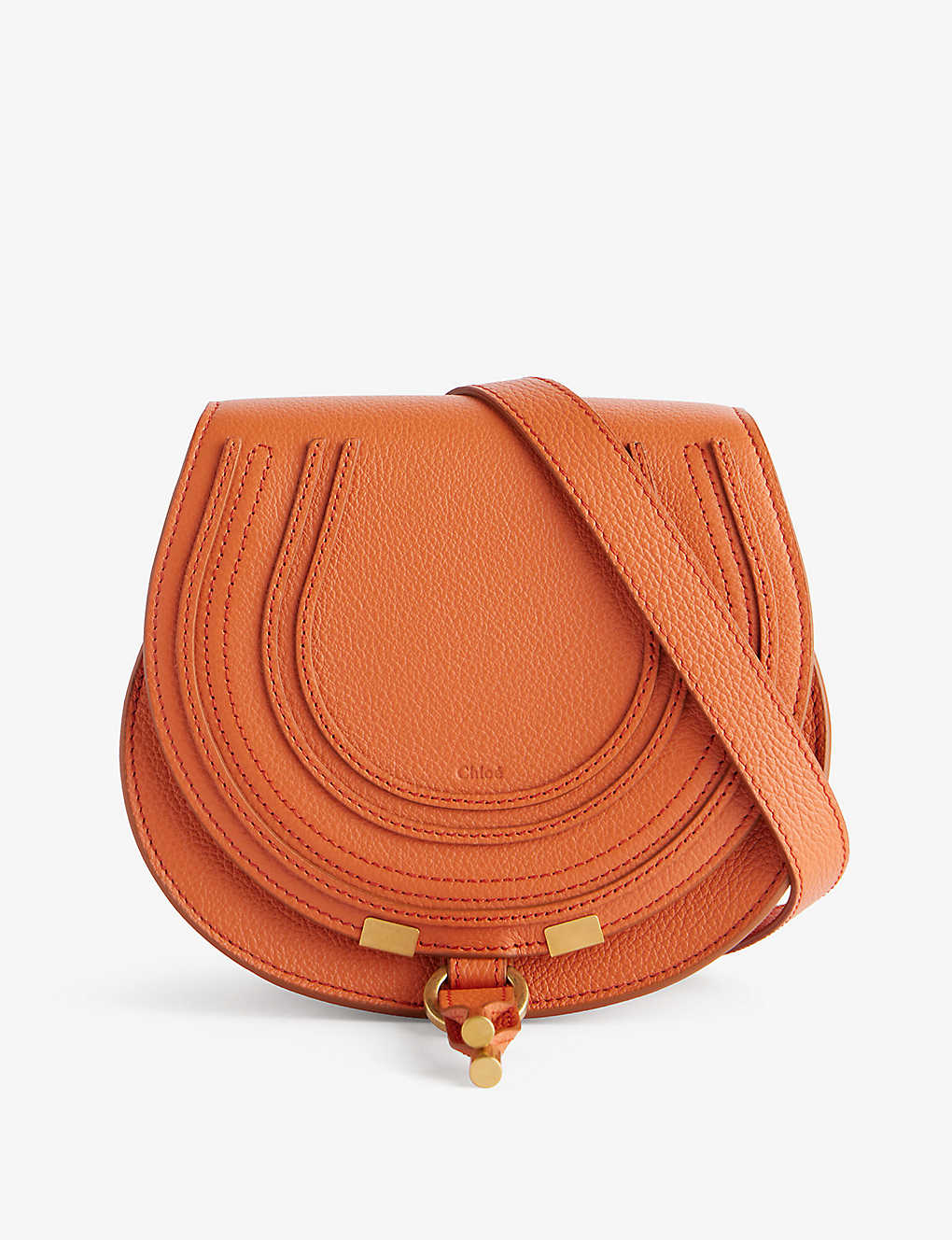 Chloé Marcie Small Leather Cross-body Bag In Tawny Orange