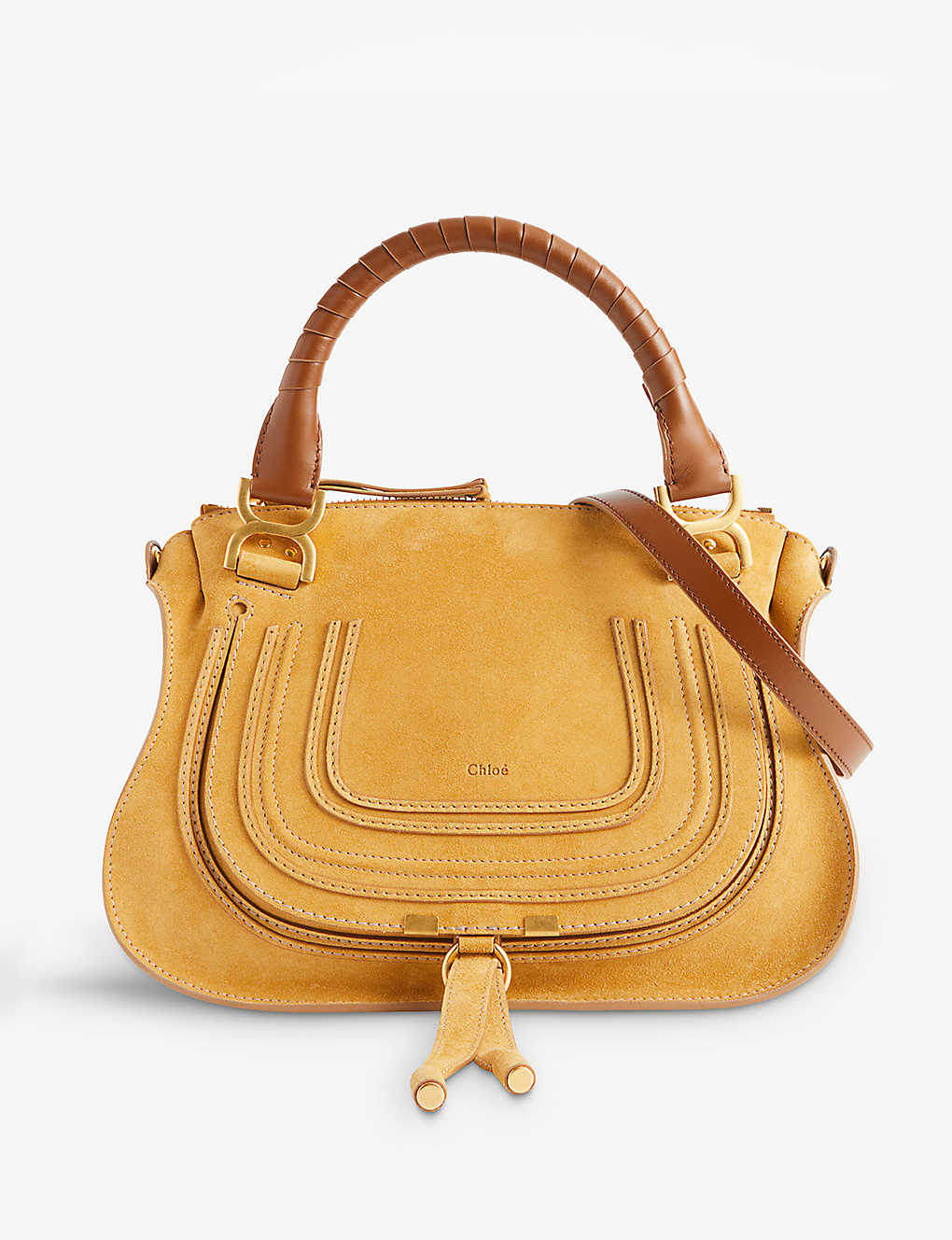 Chloé Chloe Womens Safari Gold Marcie Medium Leather Top-handle Bag