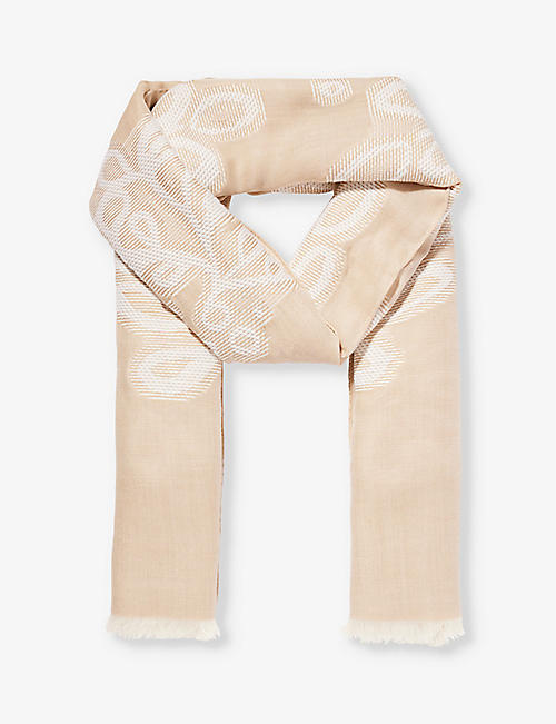CHLOE: Stole fringed-trims silk and wool-blend scarf