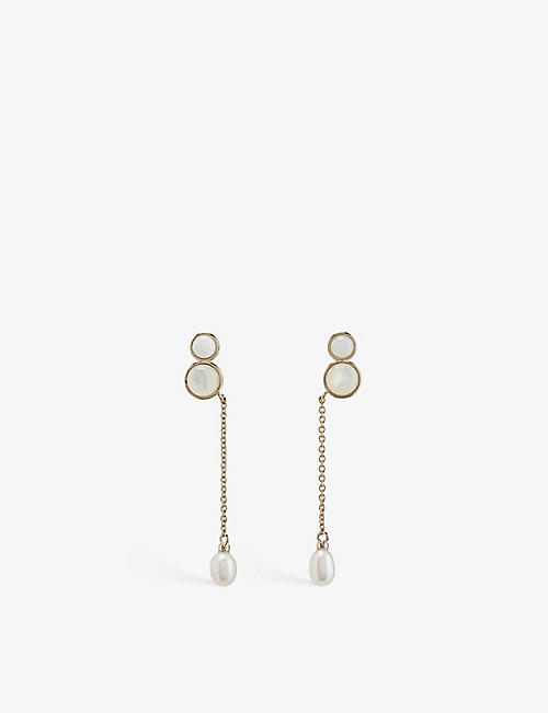 CHLOE: Darcey brass and pearl drop earrings