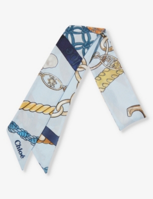CHLOE: Logo-print silk scarf