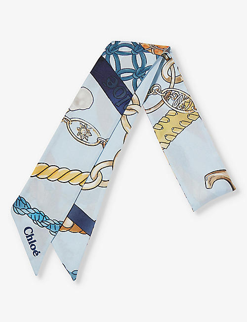 CHLOE: Logo-print silk scarf