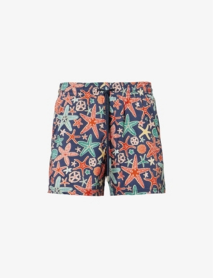 Shop Vilebrequin Men's Bleu Marine Moorise Graphic-print Swim Shorts