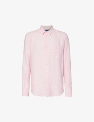 Shop Vilebrequin Men's Ballerine Caroubis Brand-embroidered Linen Shirt