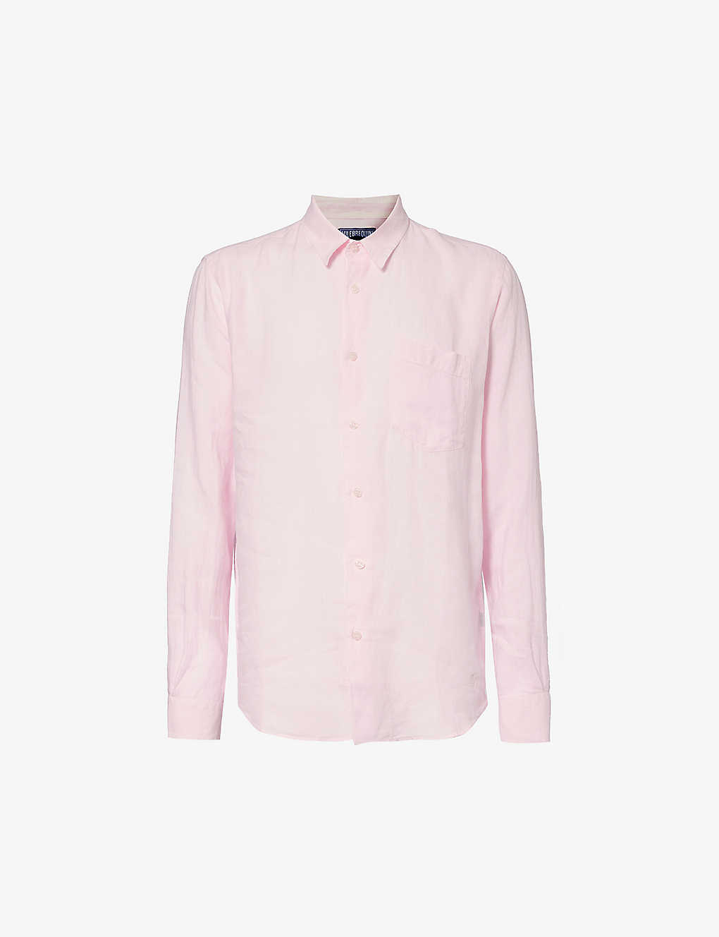 Shop Vilebrequin Caroubis Brand-embroidered Linen Shirt In Ballerine