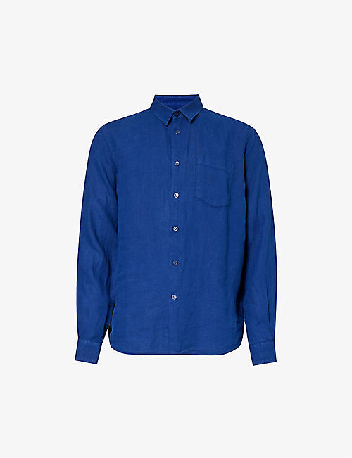 VILEBREQUIN: Caroubis brand-embroidered relaxed-fit linen shirt