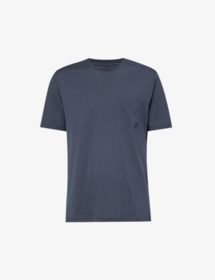 Vilebrequin Mens Bleu Marine Titus Brand-embroidered Cotton-jersey T-shirt