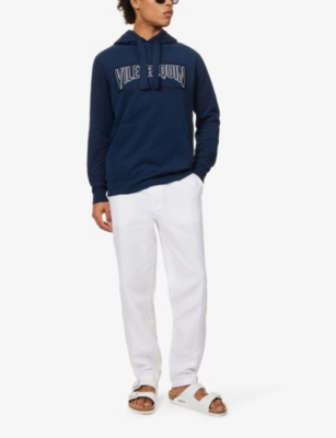 Shop Vilebrequin Men's Bleu Marine Martin Brand-appliqué Cotton-jersey Hoody