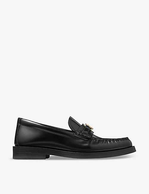 JIMMY CHOO: Addie logo-plaque leather loafers