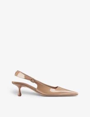 Shop Jimmy Choo Amel 50 Slingback Leather Heeled Courts In Biscuit