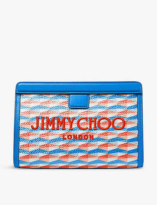 JIMMY CHOO: Avenue canvas and leather pouch