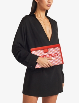 JIMMY CHOO: Avenue canvas and leather pouch