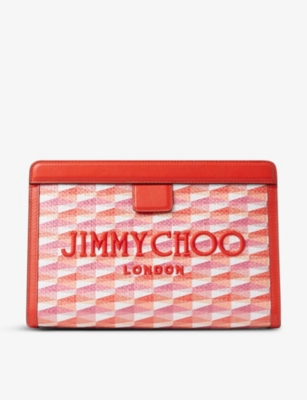 JIMMY CHOO: Avenue canvas and leather pouch