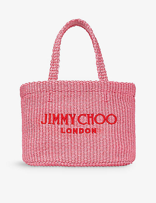 JIMMY CHOO: Beach mini raffia tote bag