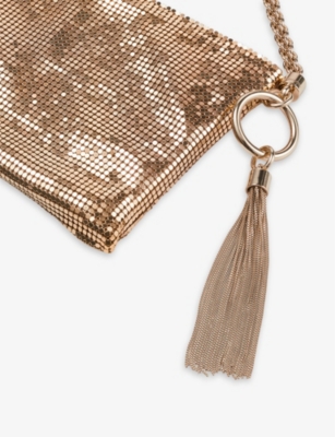 Shop Jimmy Choo Gold Callie Mini Metal-mesh Clutch Bag