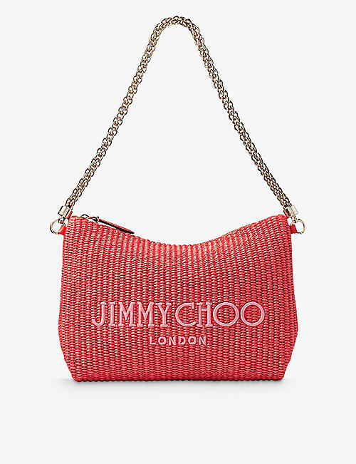 JIMMY CHOO: Callie raffia shoulder bag