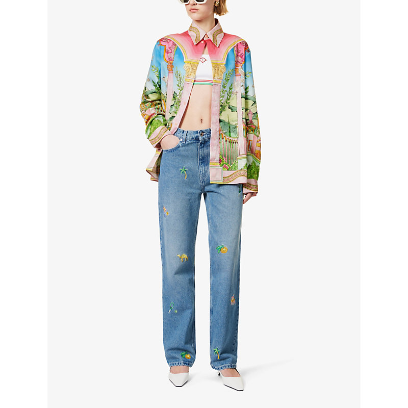 Shop Casablanca Women's Le Jardin Ideal Le Jardin Ideal Graphic-print Cotton-poplin Shirt In Multi-coloured