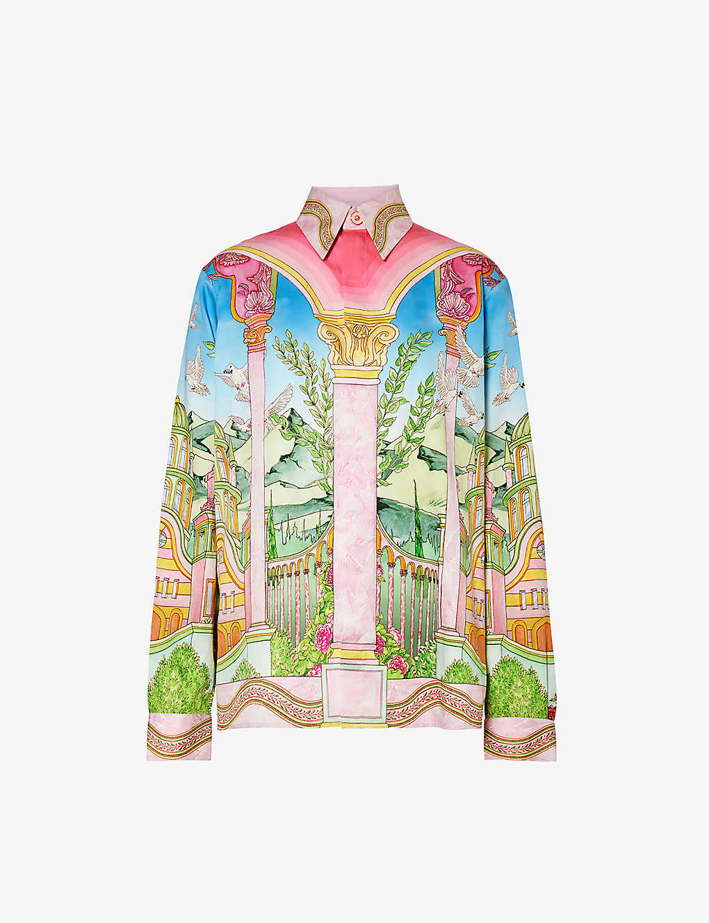 Shop Casablanca Women's Le Jardin Ideal Le Jardin Ideal Graphic-print Cotton-poplin Shirt In Multi-coloured
