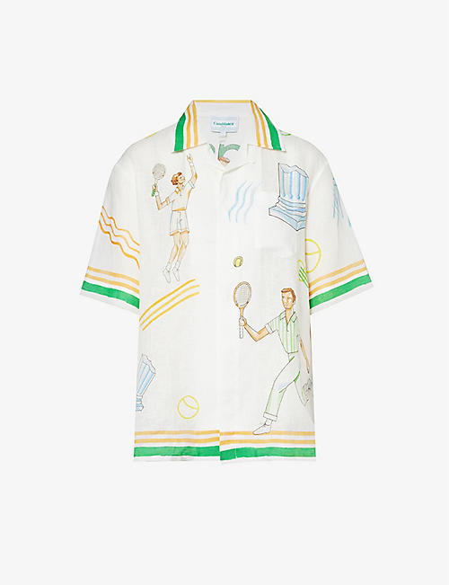 CASABLANCA: Tennis-print linen shirt