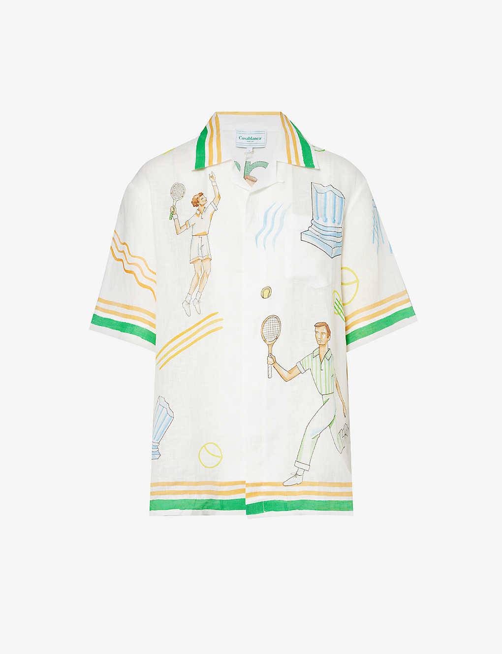 Casablanca Womens Tennis Club Icon Tennis-print Linen Shirt