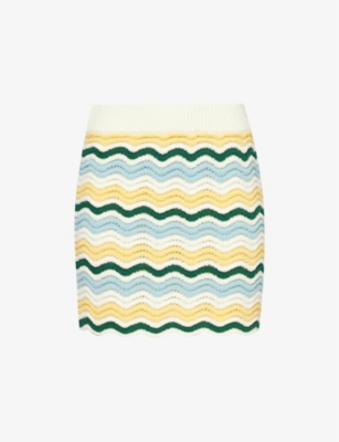 CASABLANCA: Bouclé wave-knit cotton-blend mini skirt