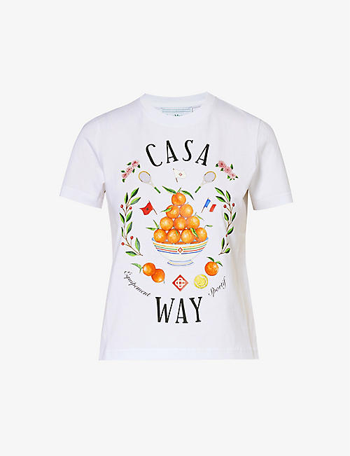 CASABLANCA: Casa Way 品牌印花有机棉 T 恤