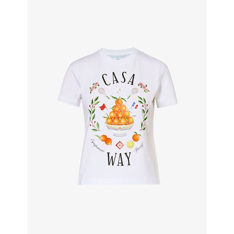 Shop Casablanca Casa Way Brand-print Organic Cotton T-shirt
