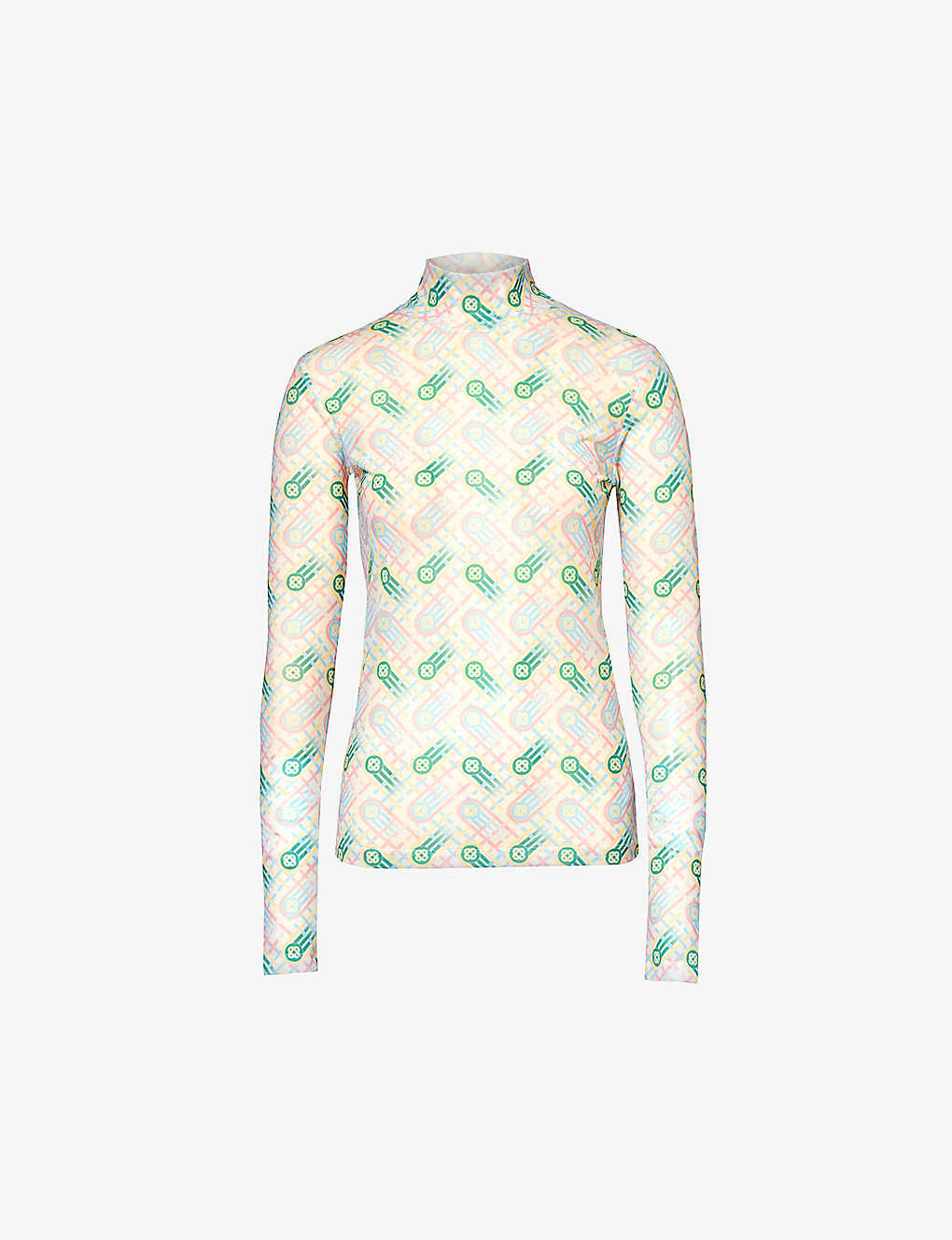 Shop Casablanca Branded-print Long-sleeved Stretch-recycled Polyester In Ping Pong Monogram