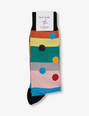 PAUL SMITH: Enrique stripe and spotty stretch-organic-cotton blend socks