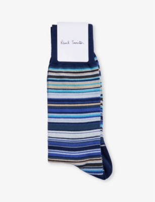 PAUL SMITH: Signature Stripe ribbed-trim cotton-blend socks