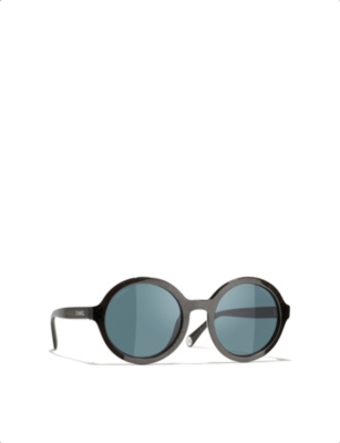Pre-owned Chanel Womens Black Round-frame Sunglasses
