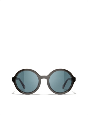 Pre-owned Chanel Womens Black Round-frame Sunglasses