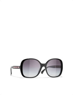 Pre-owned Chanel Womens Black Square-frame Sunglasses