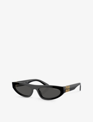 Miu Miu Womens  Mu 07zs Irregular-frame Acetate Sunglasses In Black